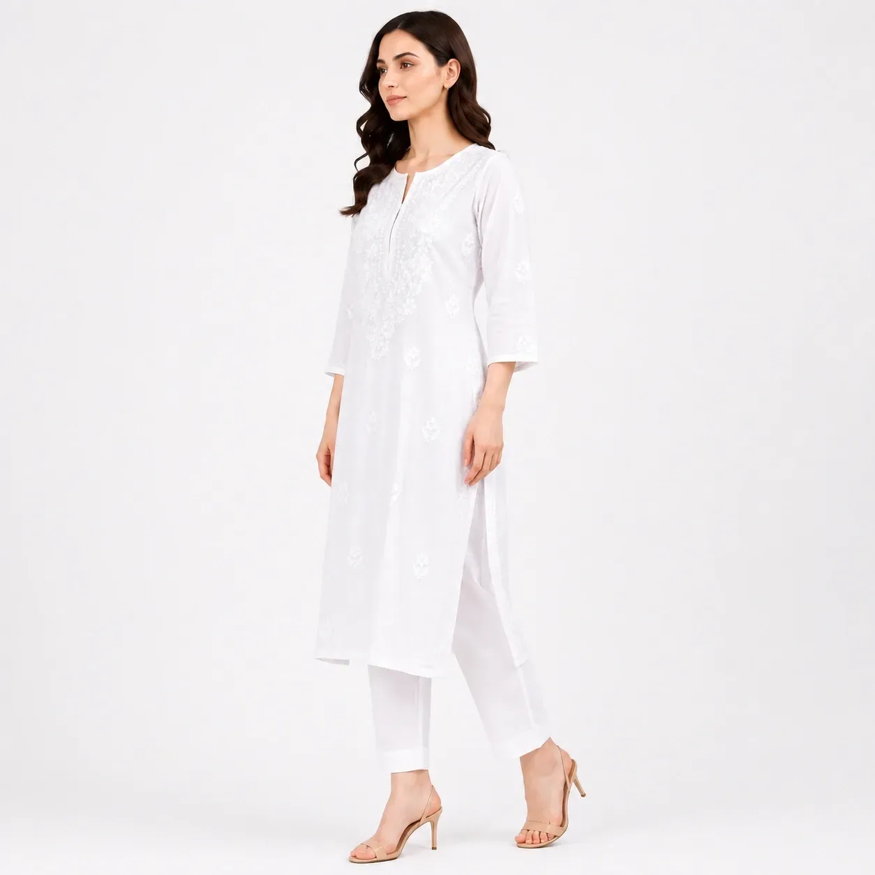 White Chikankari Kurta | WELTA — view 3