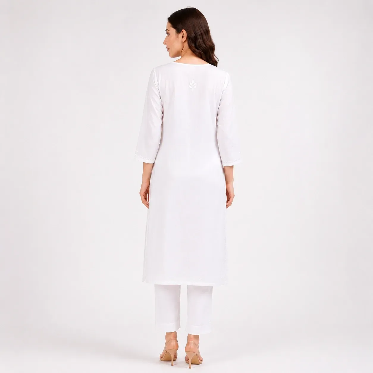 White Chikankari Kurta | WELTA — view 2