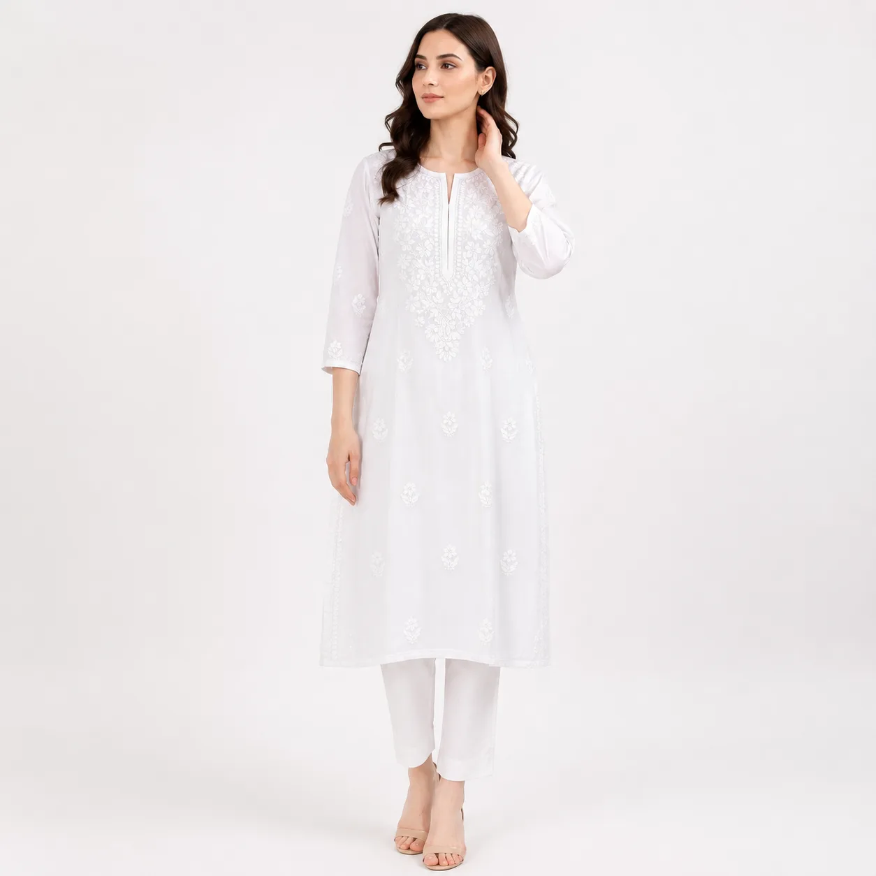 White Chikankari Kurta | WELTA