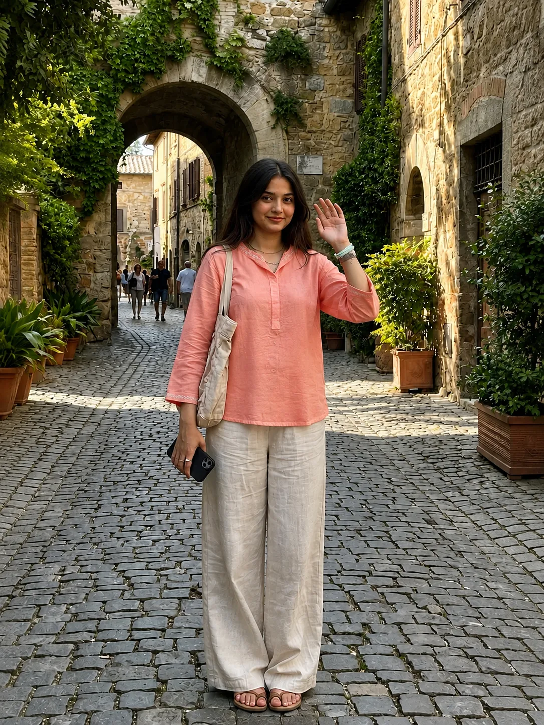 Freebird Linen Peach Subtle Top — view 5