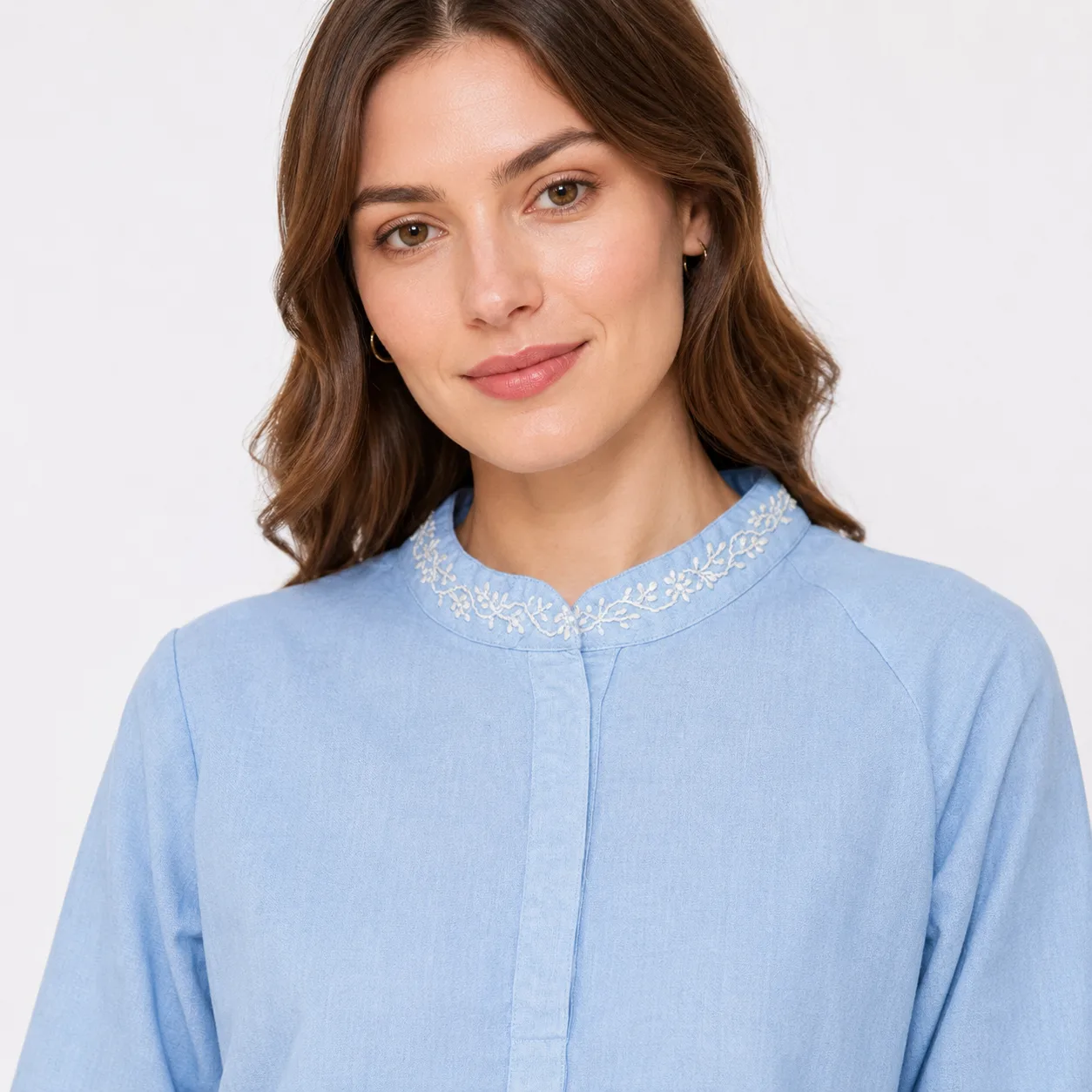 Freebird Linen Sky Blue Subtle Top — view 3