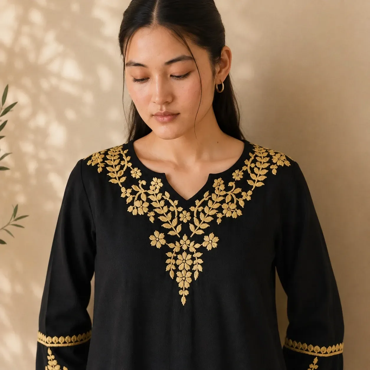 Black Beige Em kurta — view 4