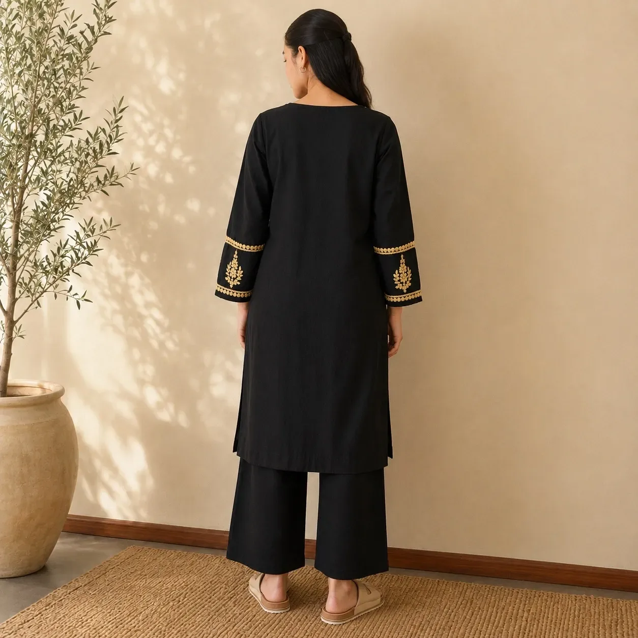 Black Beige Em kurta — view 3