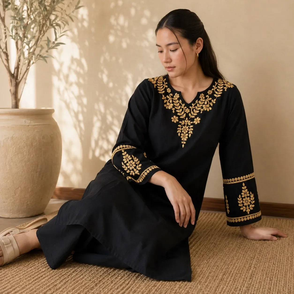 Black Beige Em kurta — view 5