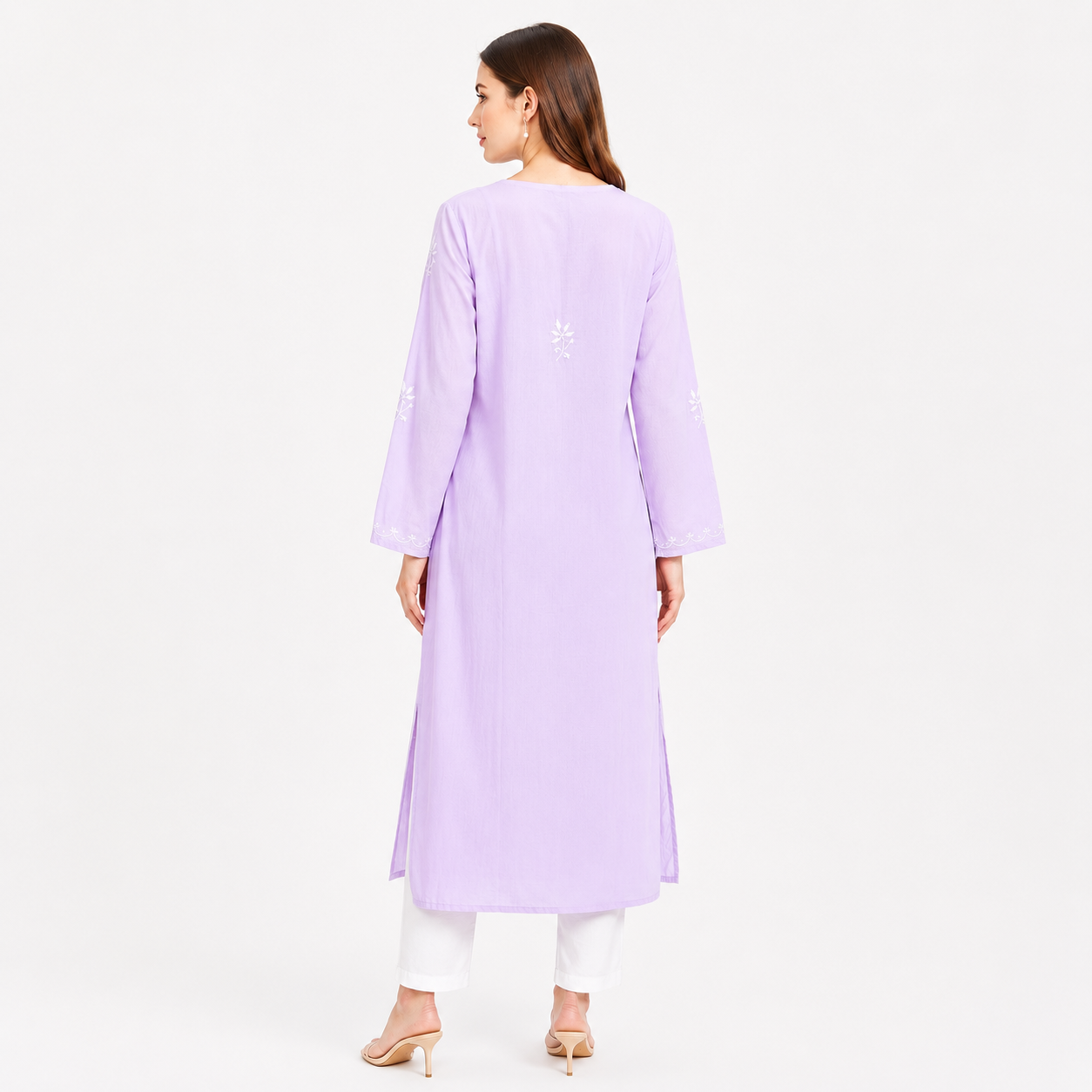 Lavender Embroidered Cotton Kurta — view 4