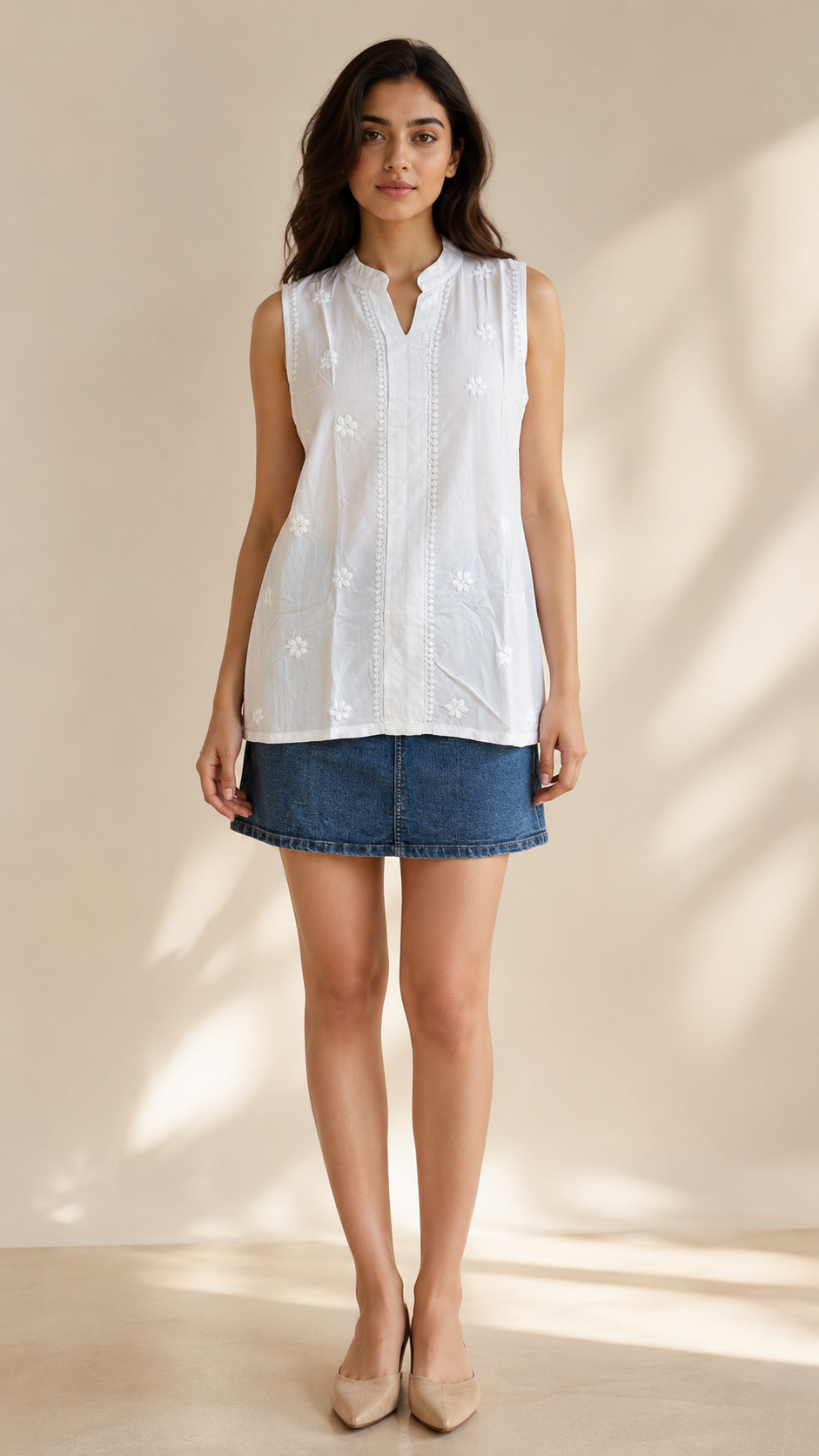 White Sleevless Top — view 2
