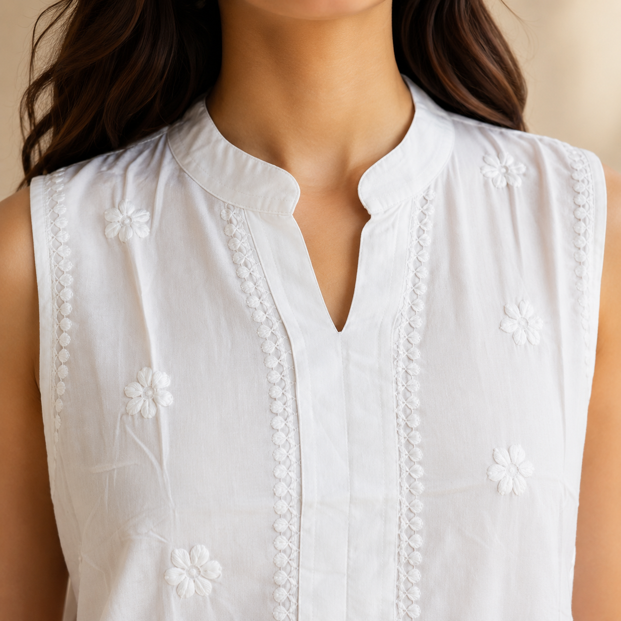 White Sleevless Top — view 3