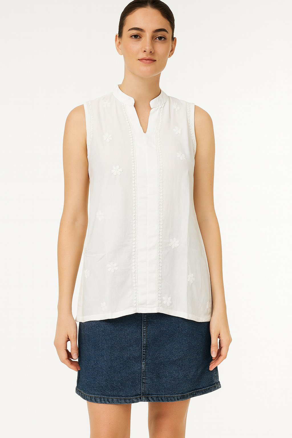 White Sleevless Top