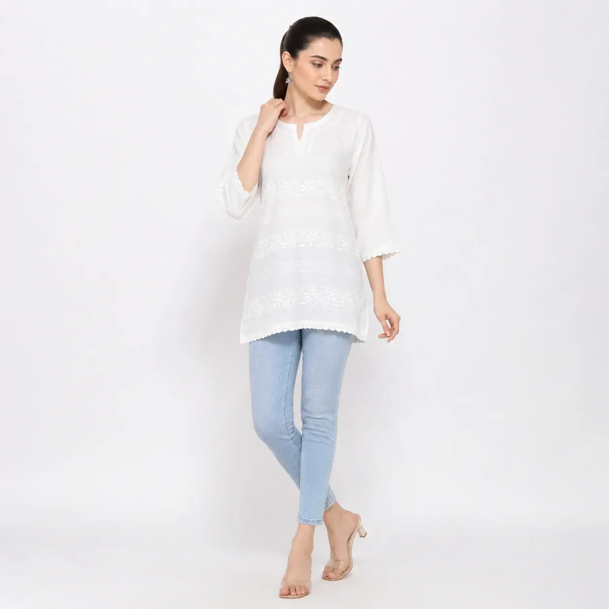 White Export Cotton short Kurta