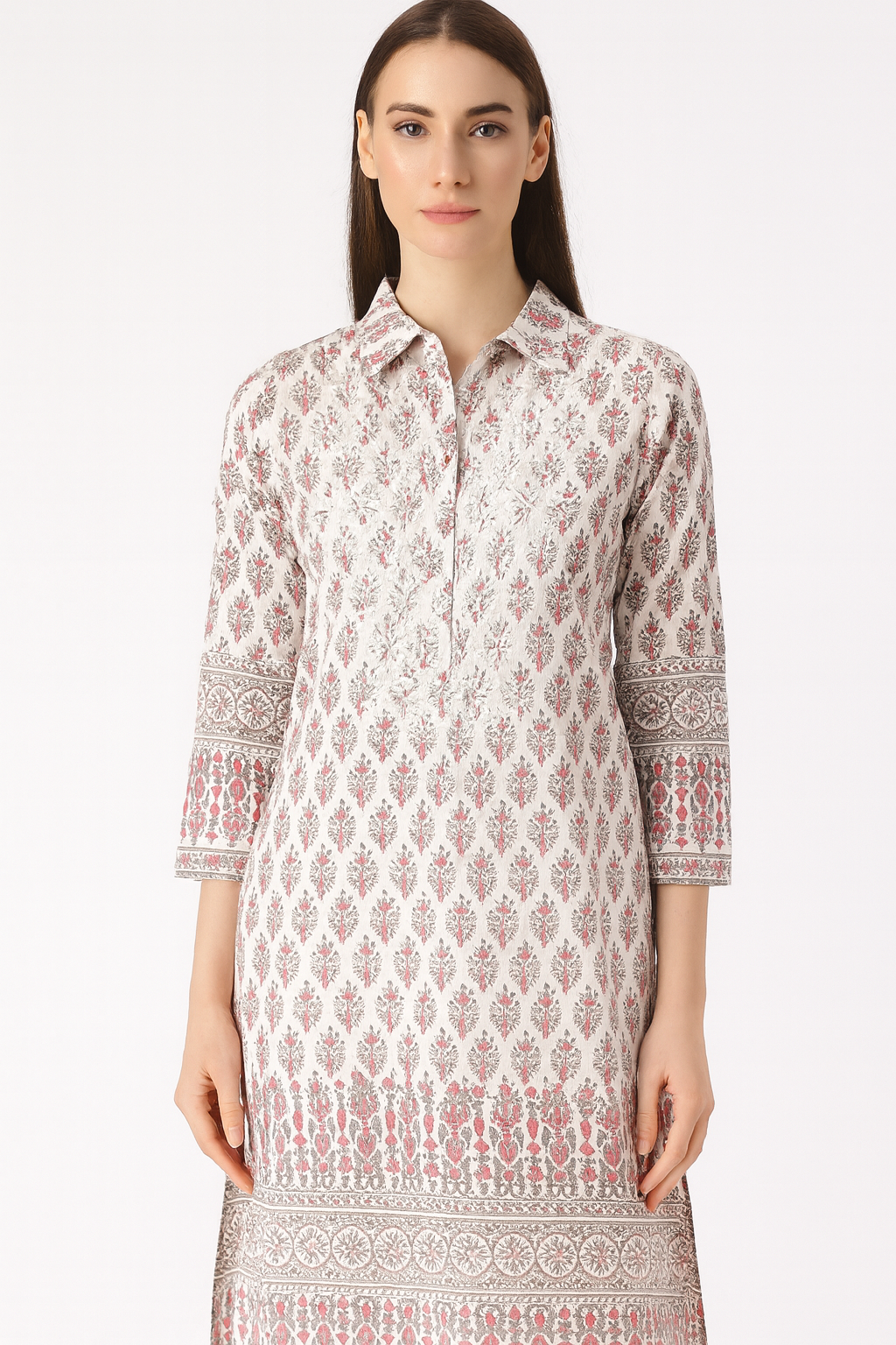 White Print Kurta Hoc-40 — view 2