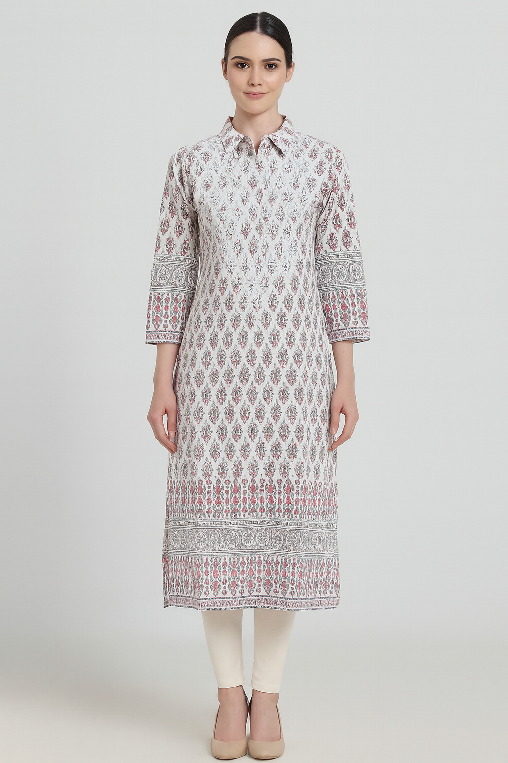 White Print Kurta Hoc-40